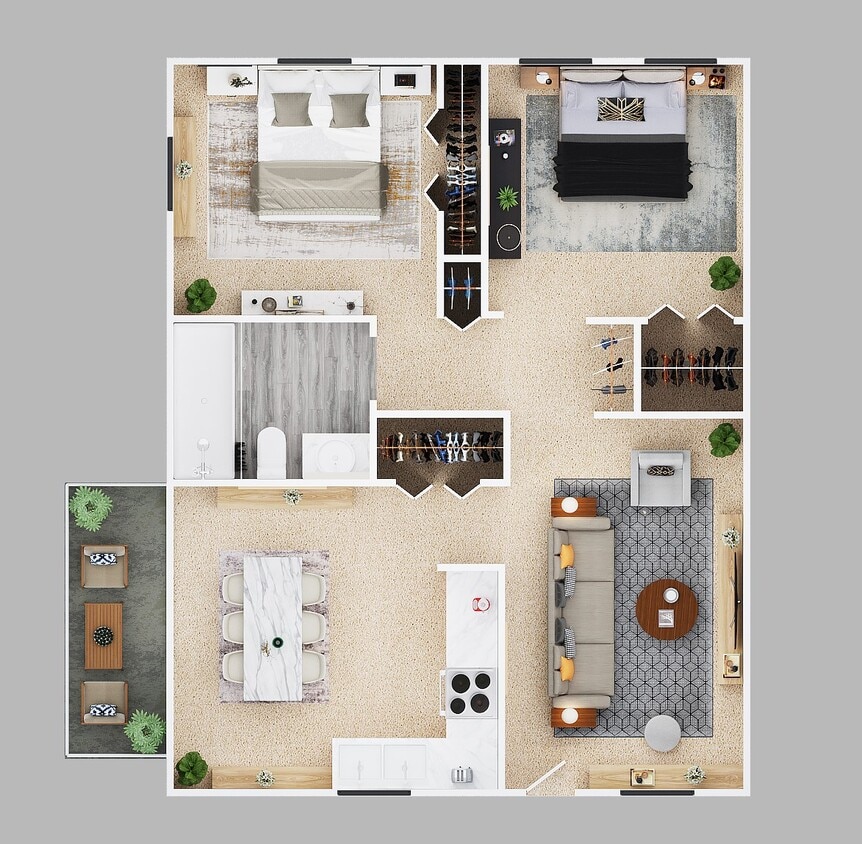 Floor Plan - Two Bedroom One Bath