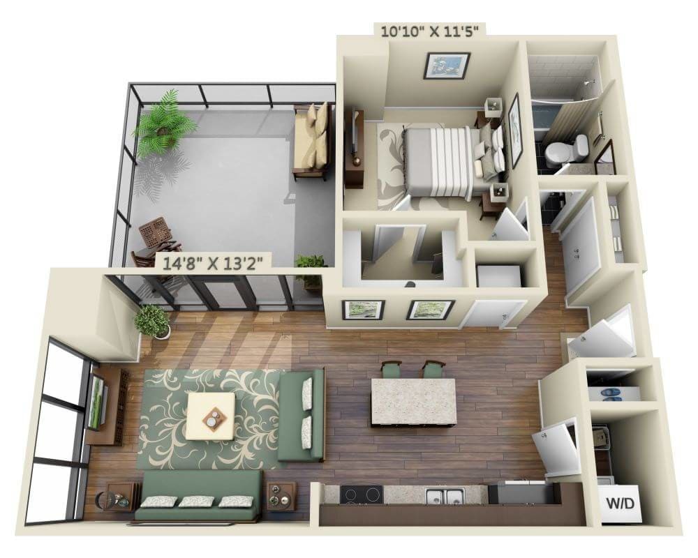 Floor Plan - One Bedroom A1F