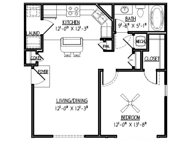 Piedmont - with Sunroom - A2 Piedmont - 1 Bedroom, 1 Bathroom