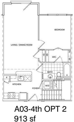 Floor Plan - 1 Bedroom + Loft, 1 Bath 913 SF A3L.3