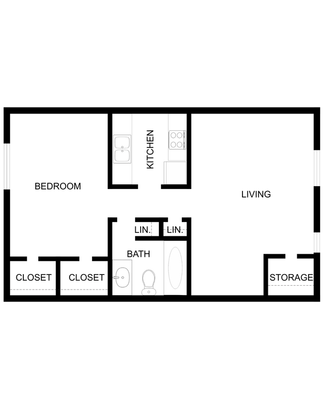 Floor Plan - ONE BEDROOM ONE BATH A3