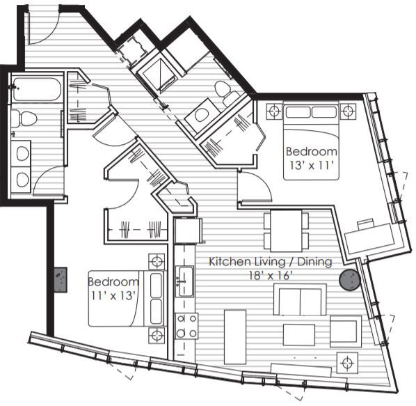 Floor Plan - 2x2 F ARCH