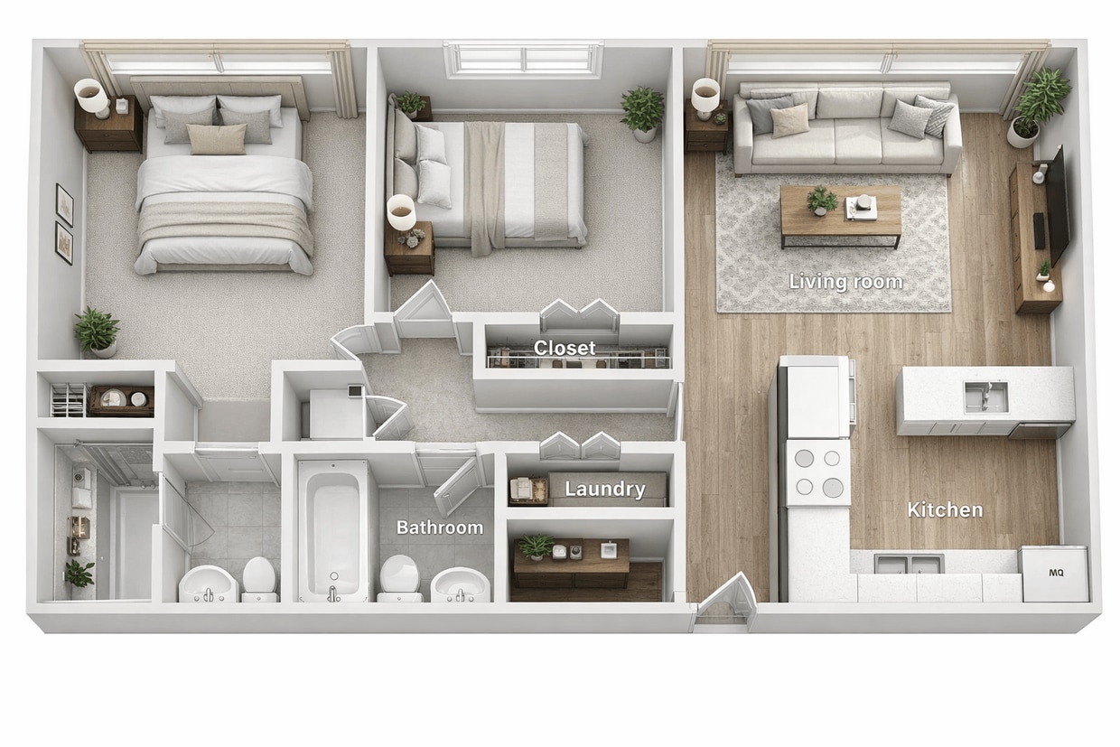 Floor Plan - 2 Bedroom Gardens II