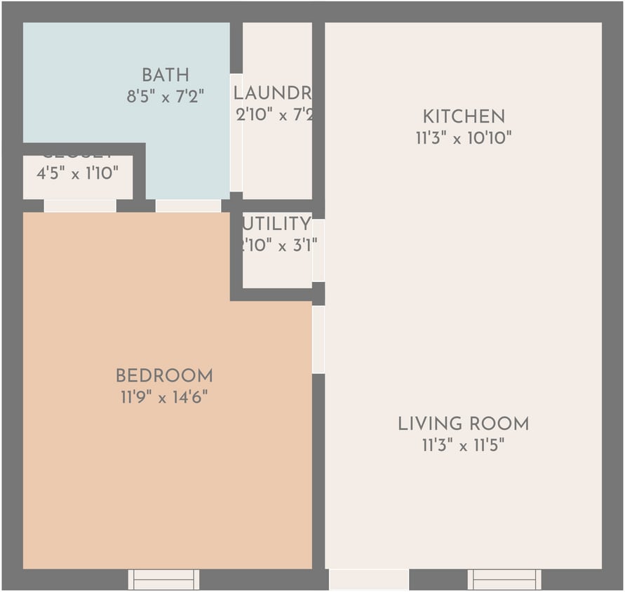 PROM-A-Floor Plan.png - 1 Bed 1 Bath - A1