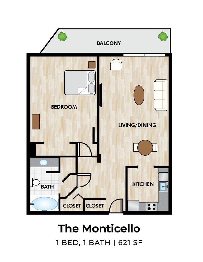 Floor Plan - 1 Bedroom 1 Bath