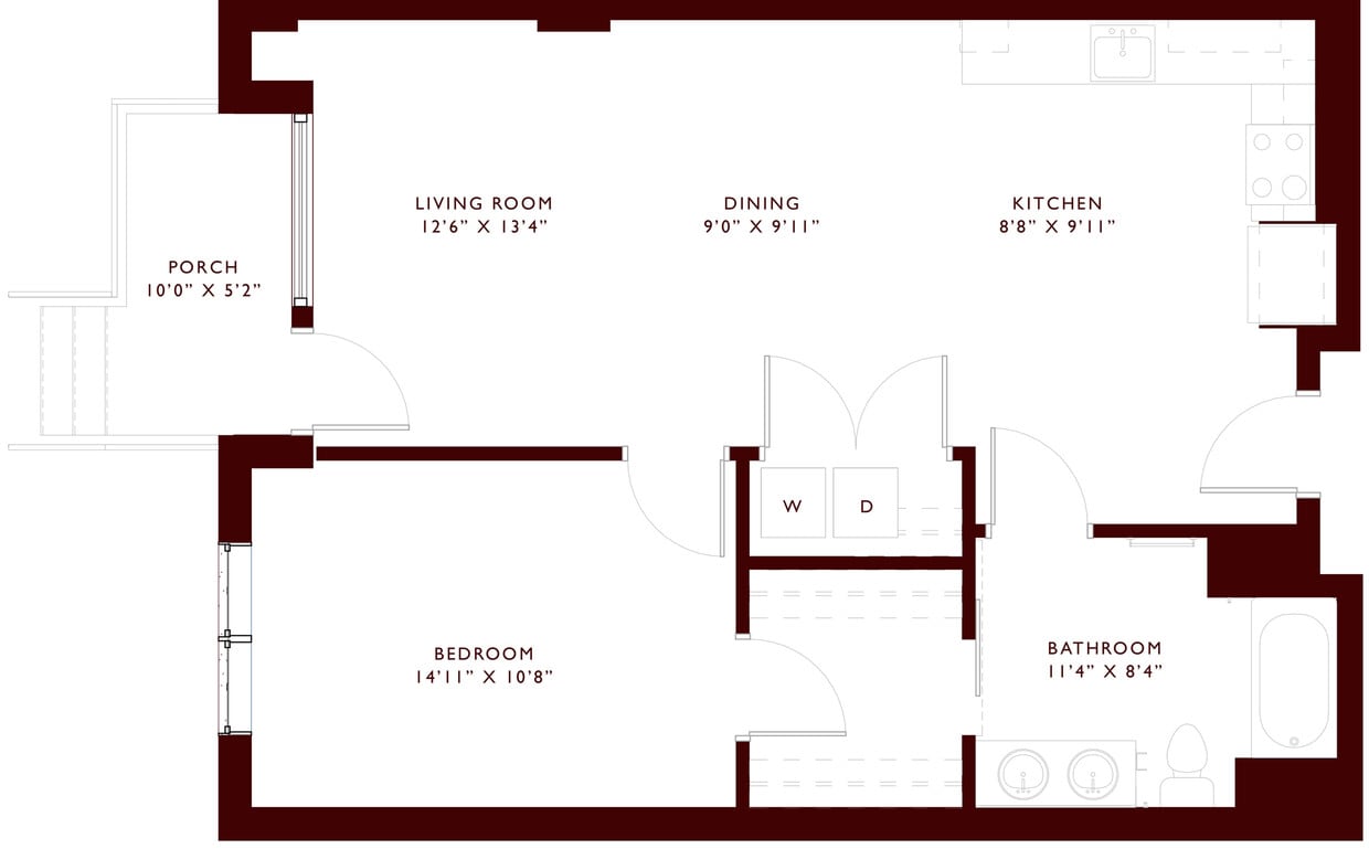 Explore this well-designed apartment layout with ample living space and convenient amenities. - A12