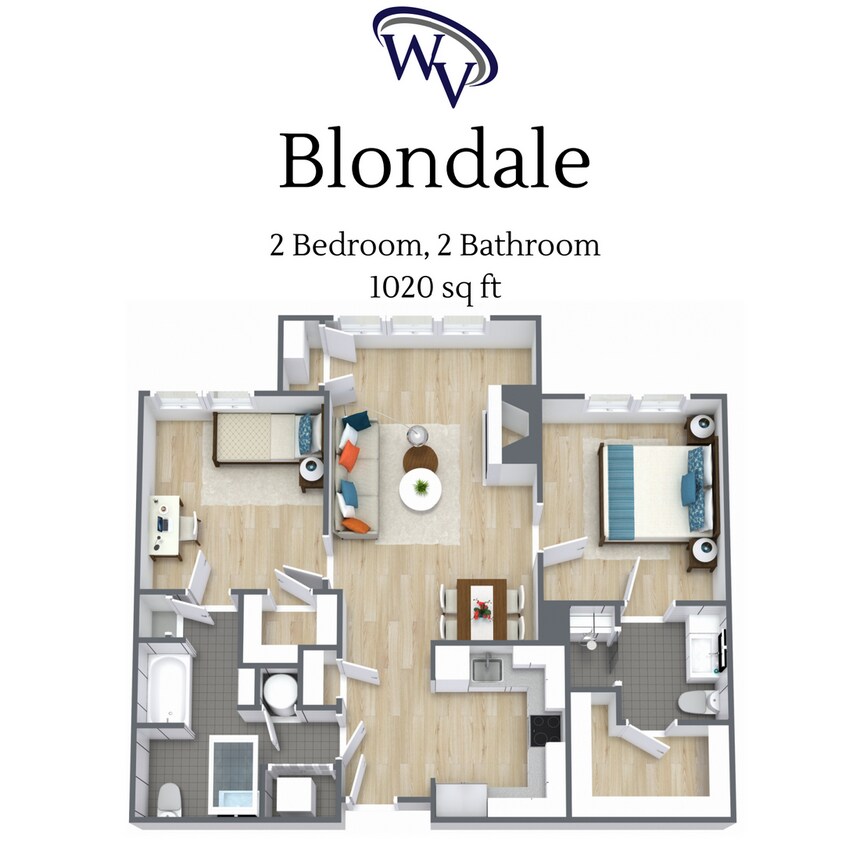Floor Plan - B2-2x2 Blondale - Upgraded