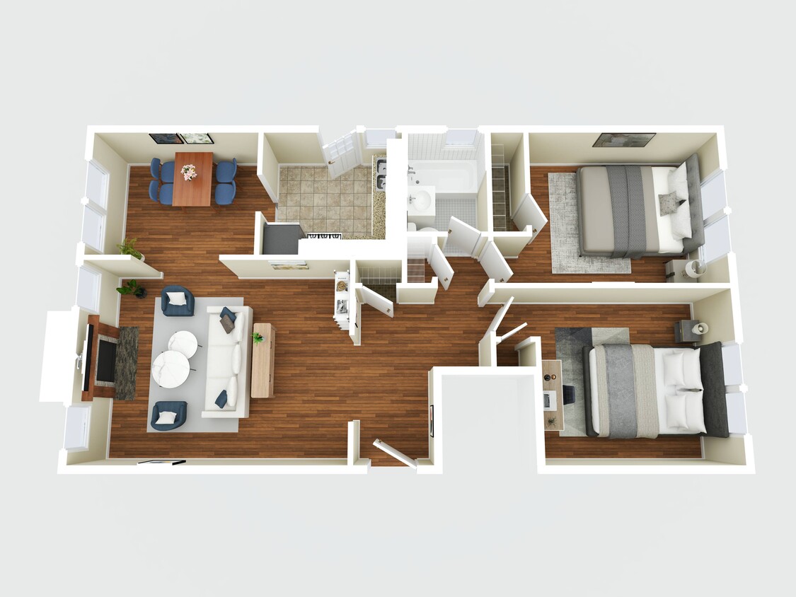 Floor Plan - 2 Bedroom 1 Bath Type AB