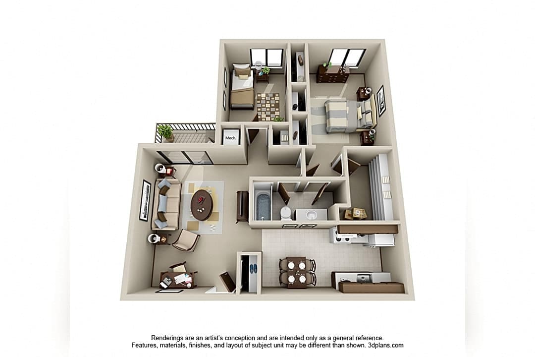 Floor Plan - Two Bedroom One Bath