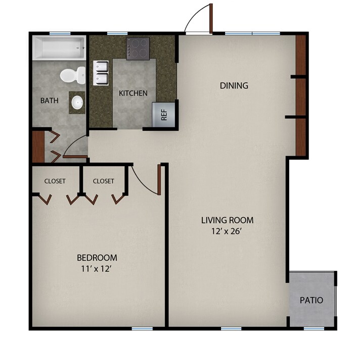 1BR/1BA - 1 Bedroom 1 Bath|750 SF.