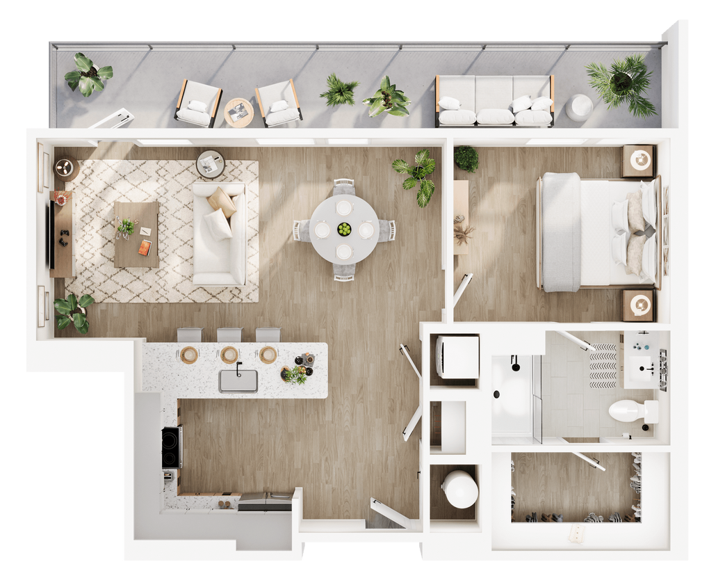 Floor Plan - THE FRETWELL One Bed One Bath