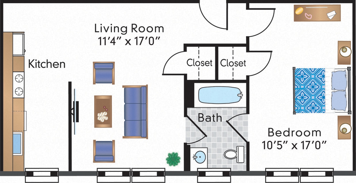 Floor Plan - Renovated 1 Bedroom 06 Tier