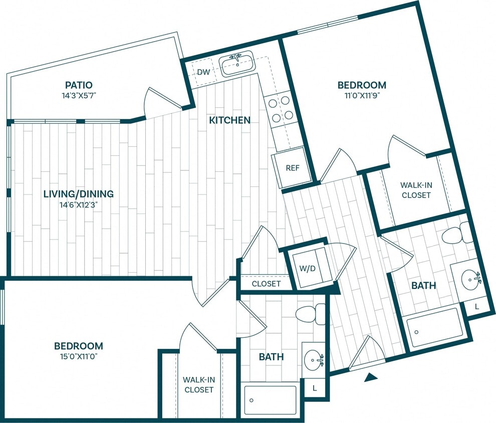Floor Plan - 2 Bed/2 Bath-B4