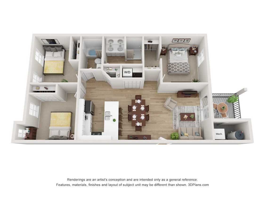 Floor Plan - 3BR/2.0BA