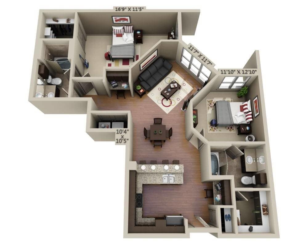 Floor Plan - Two Bedroom B2B