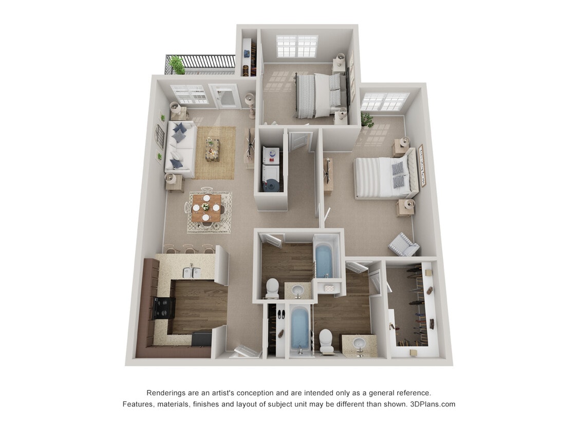 Floor Plan - 2 Bedrooms 2 Baths