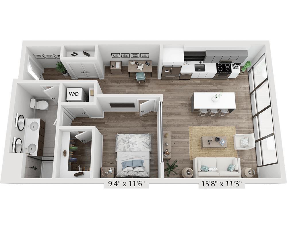 Floor Plan - One Bedroom A1U.2