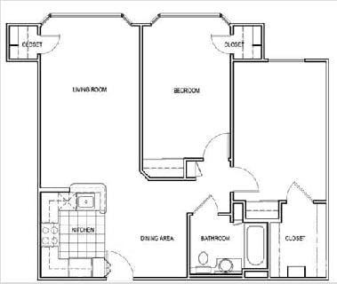 1BR/1BA - 1 Bedroom
