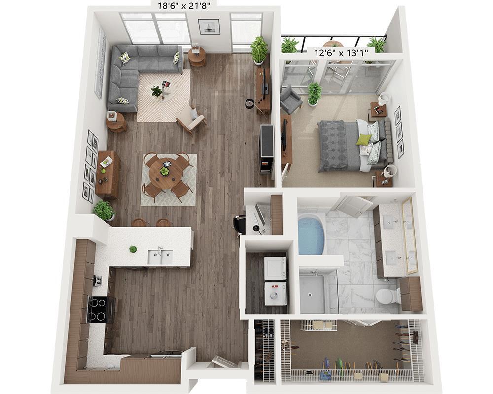 Floor Plan - One Bedroom A1C2