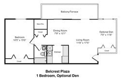 Floor Plan - 1 Bedroom 1 Bathroom