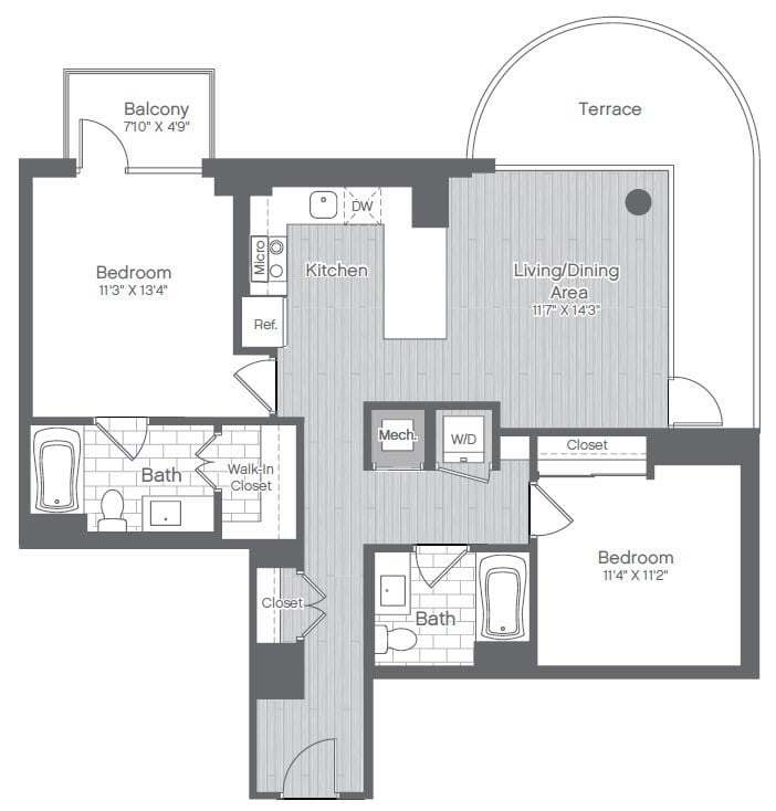 Floor Plan - 2 Bed/2 Bath-B7