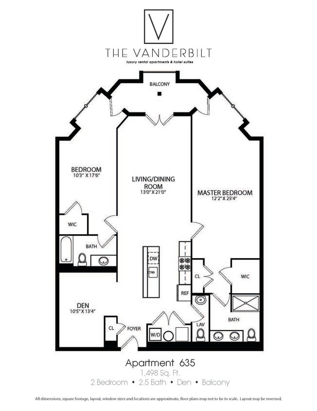 Floor Plan - 2 Bed - 2.5 Bath - Den - Balcony