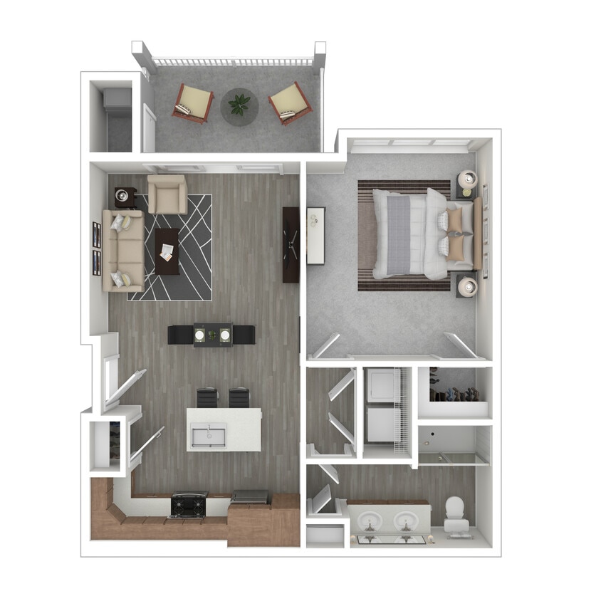 Floor Plan - One Bedroom 730 SQ FT.(walkup building)