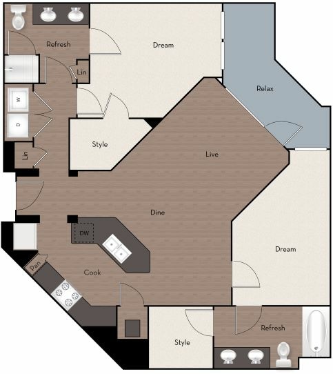 B4_Floorplan.jpg - 2 Bed X 2 Bath