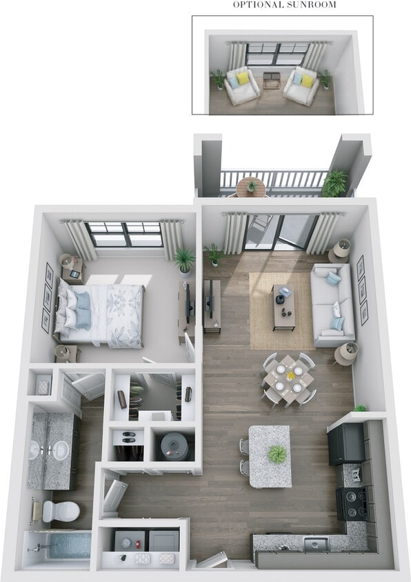 Floor Plan - 1BR 1BA (793 SF)