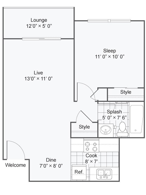 1BR/1BA - LRG 1 BEDROOM