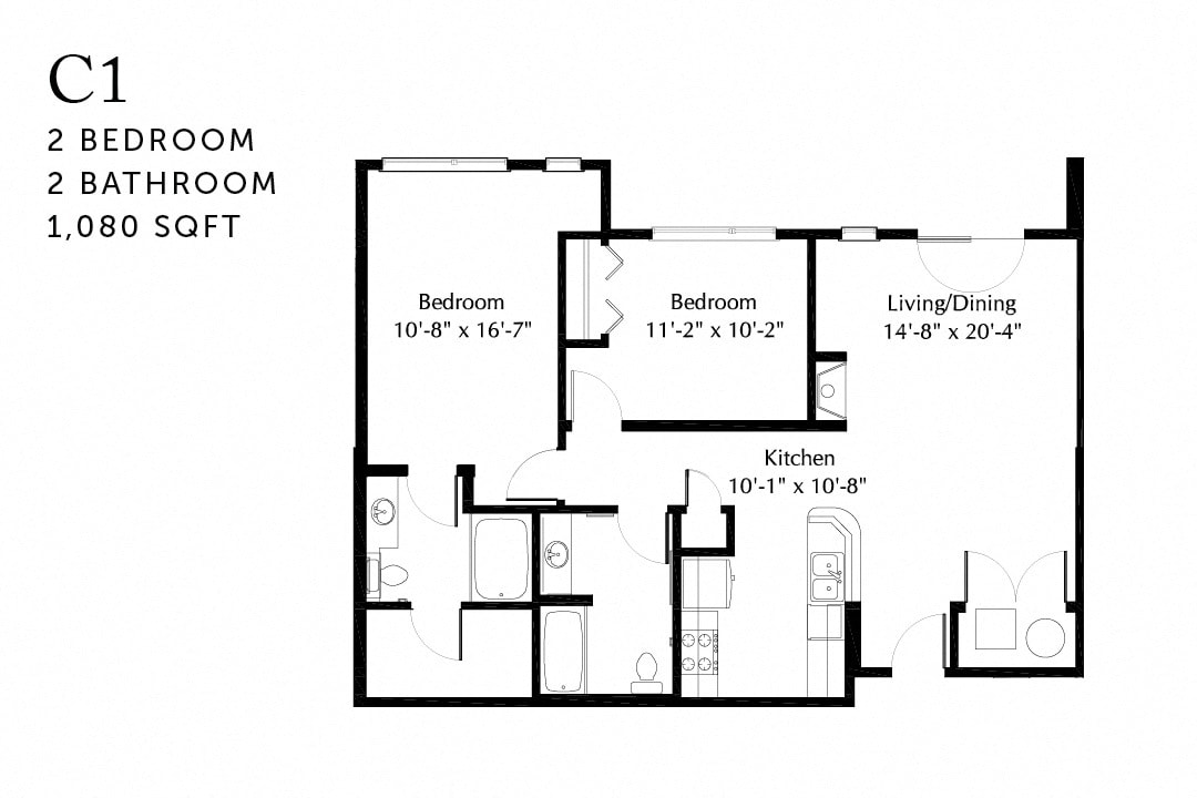 Floor Plan - C1r Two Bedroom