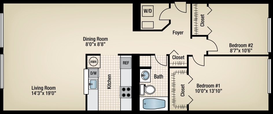 2BR/1BA - 2 BEDROOM 1 BATH 887
