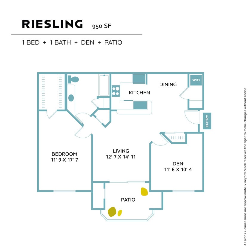 1 bedroom + den, 1 bathroom - Riesling