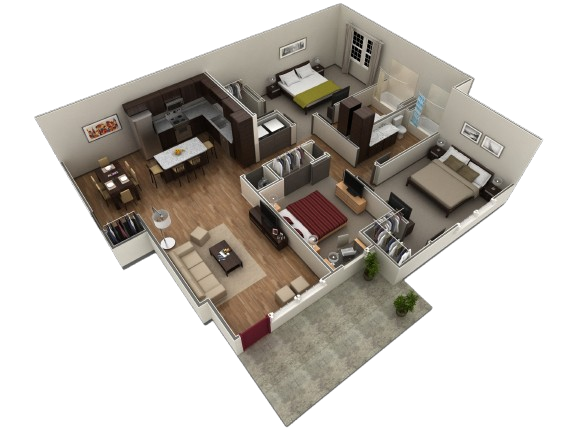 Floor Plan - 3 BR Grand Courtyard Garage