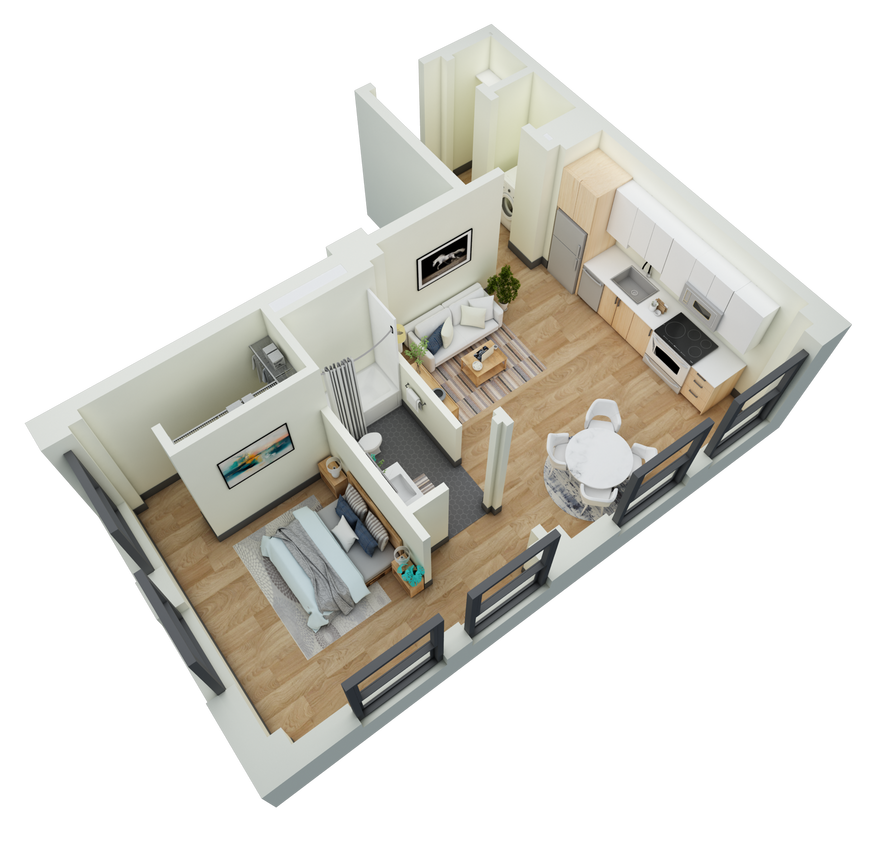 Floor Plan - 1 Bed 1 Bath-A