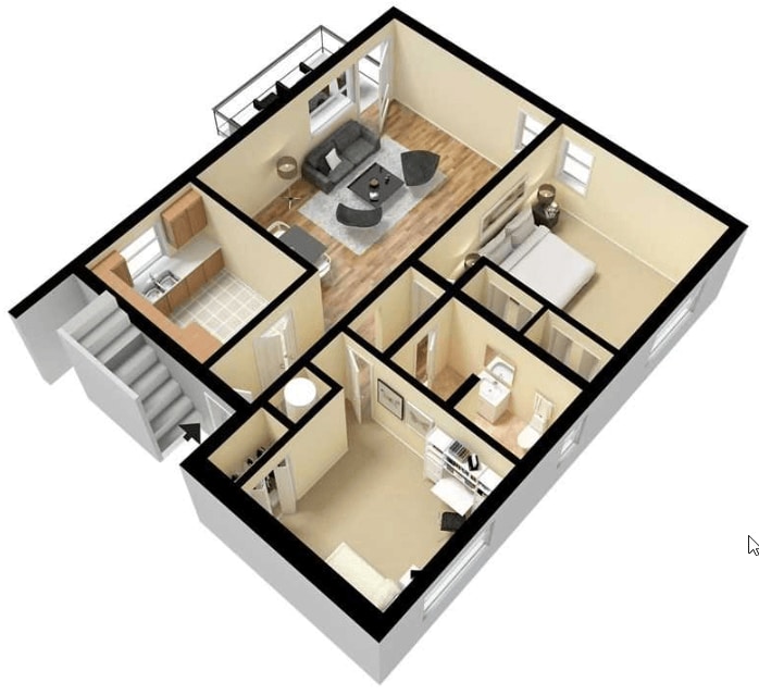 Floor Plan - 2 Bedroom 1 Bathroom