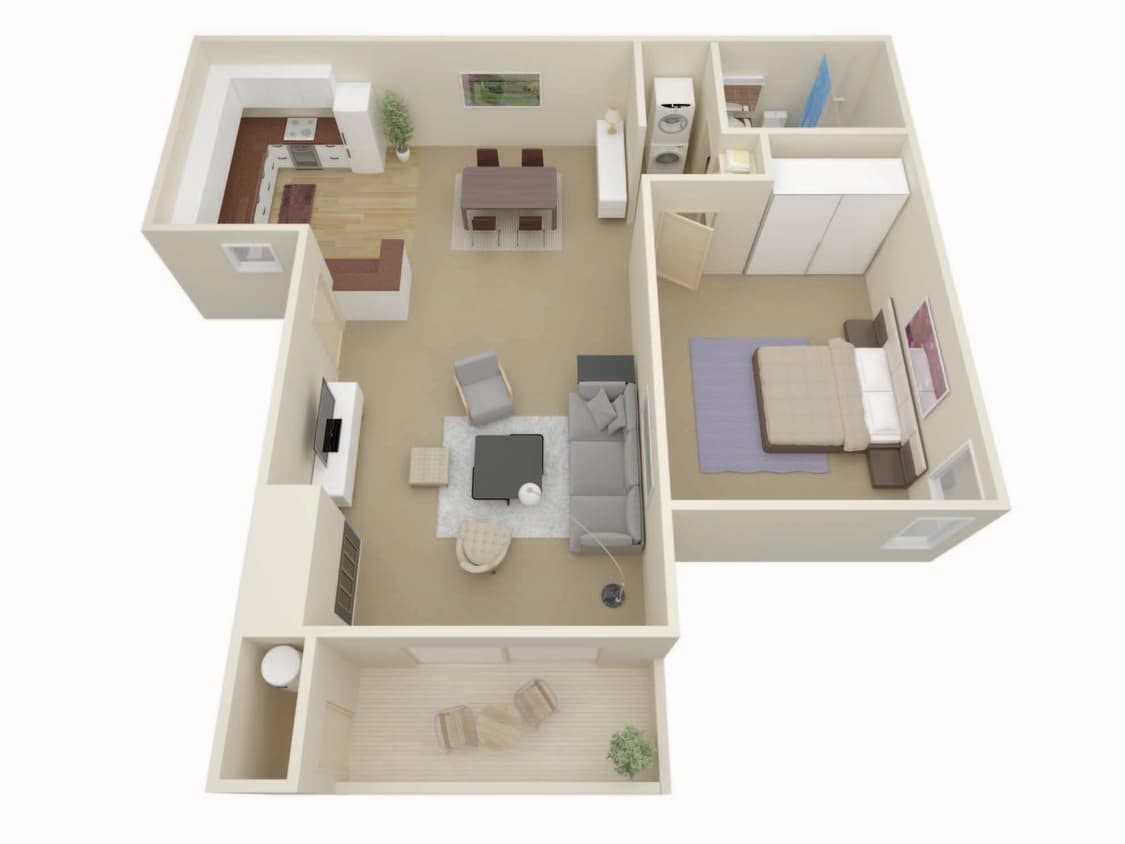 The Oak ~ One bedroom One bath ~ 721 sq. ft - The Oak