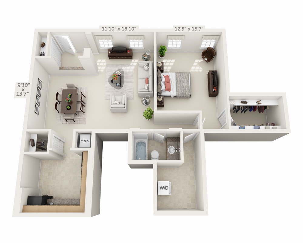 Floor Plan - One Bedroom A1C