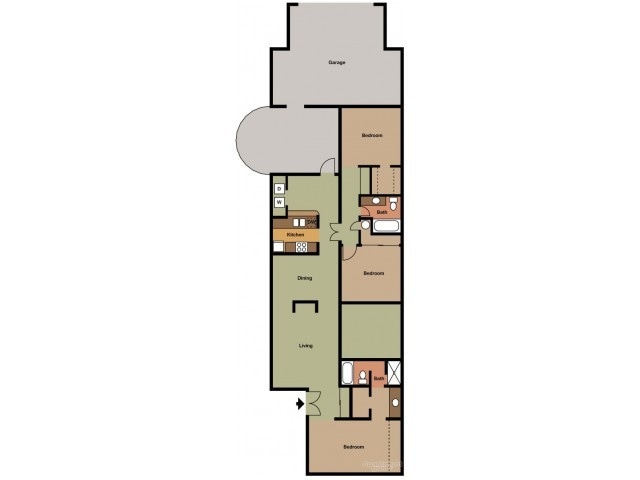 C1 type 2D - C1 3 Bed 2 Bath