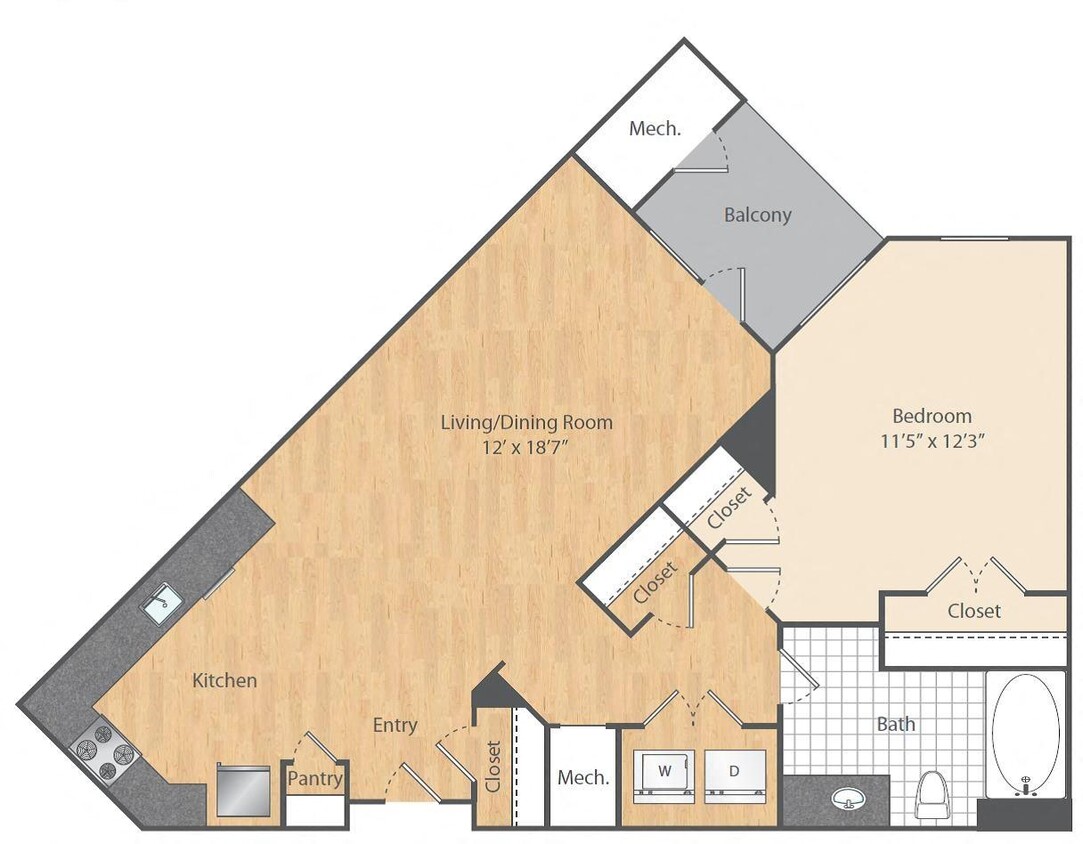 Floor Plan - 1 Bed/1 Bath-A8
