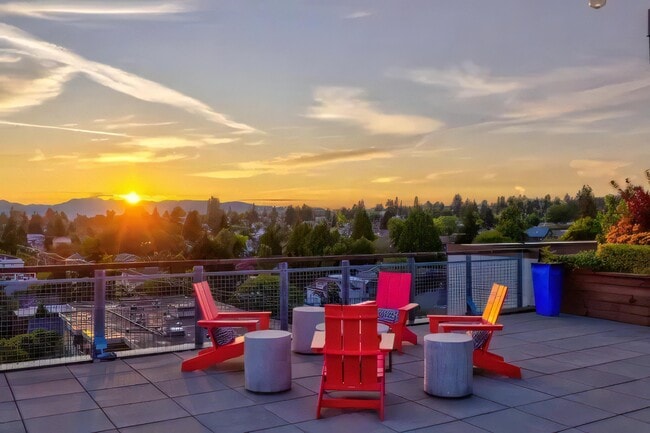 Outdoors Open Air Party Patio with Expansive Seating and a View - Ballard Lofts