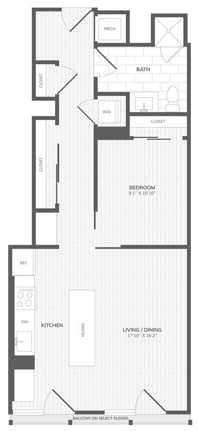 Floor Plan - 1 Bed/1 Bath-Exec D East Medley