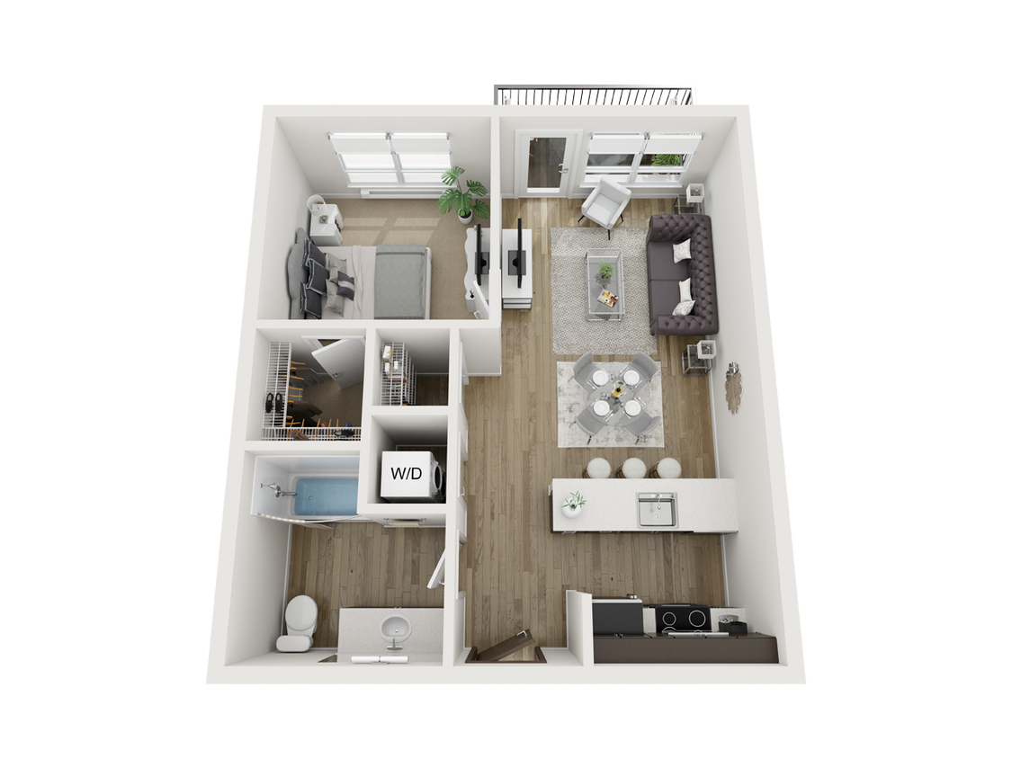 Floor Plan - 1 Bed 1 Bath