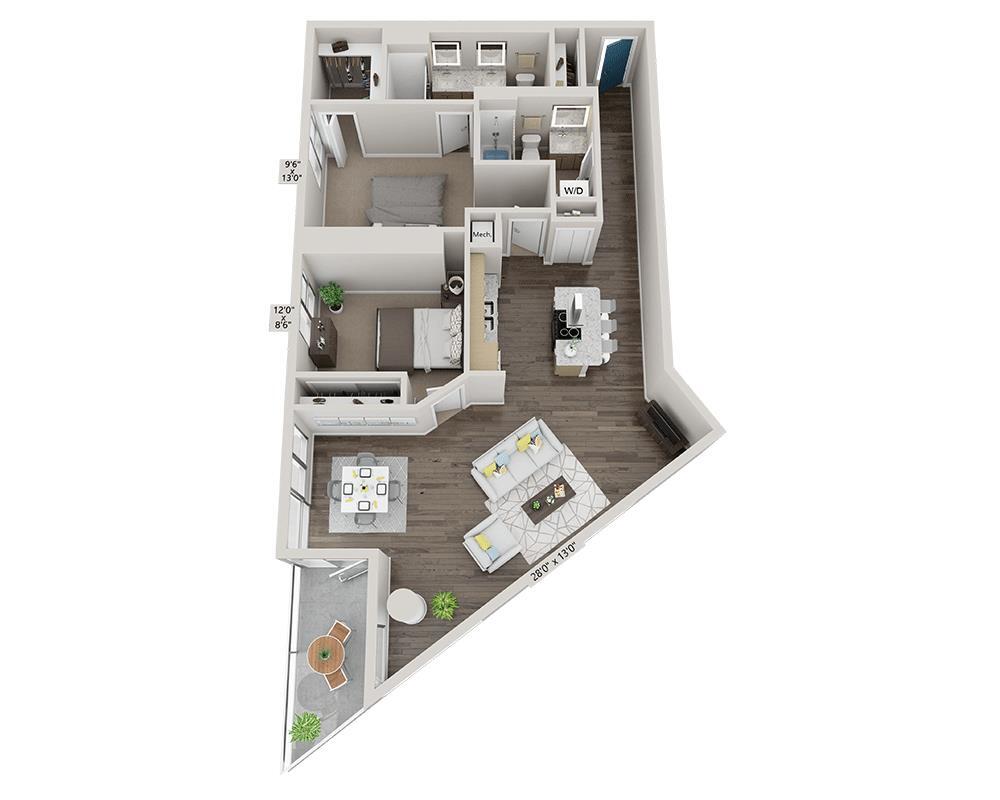 Floor Plan - Two Bedroom B2O