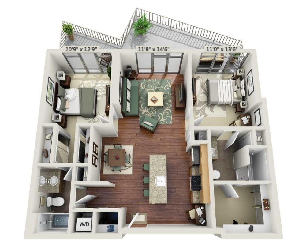 Floor Plan - Two Bedroom B2E