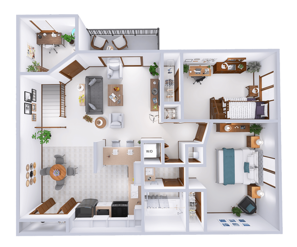 Floor Plan - Phase 3 - 2 Bed + Den, 1 Bath Upper