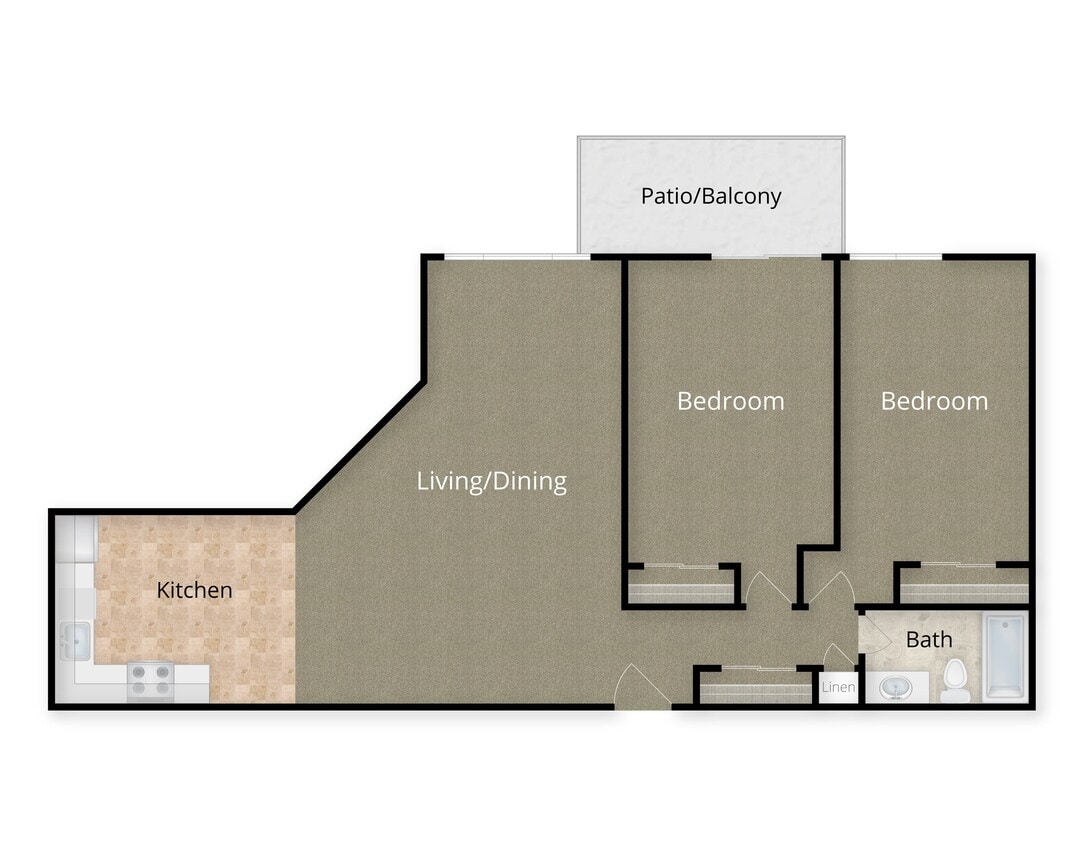 EDC_1_2b1b - 2 Bed x 1 Bath - 1