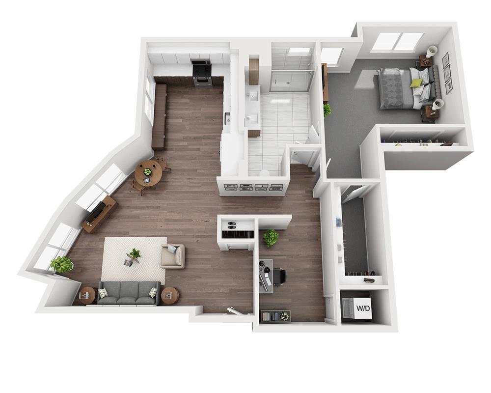 Floor Plan - One Bedroom + Den A1I