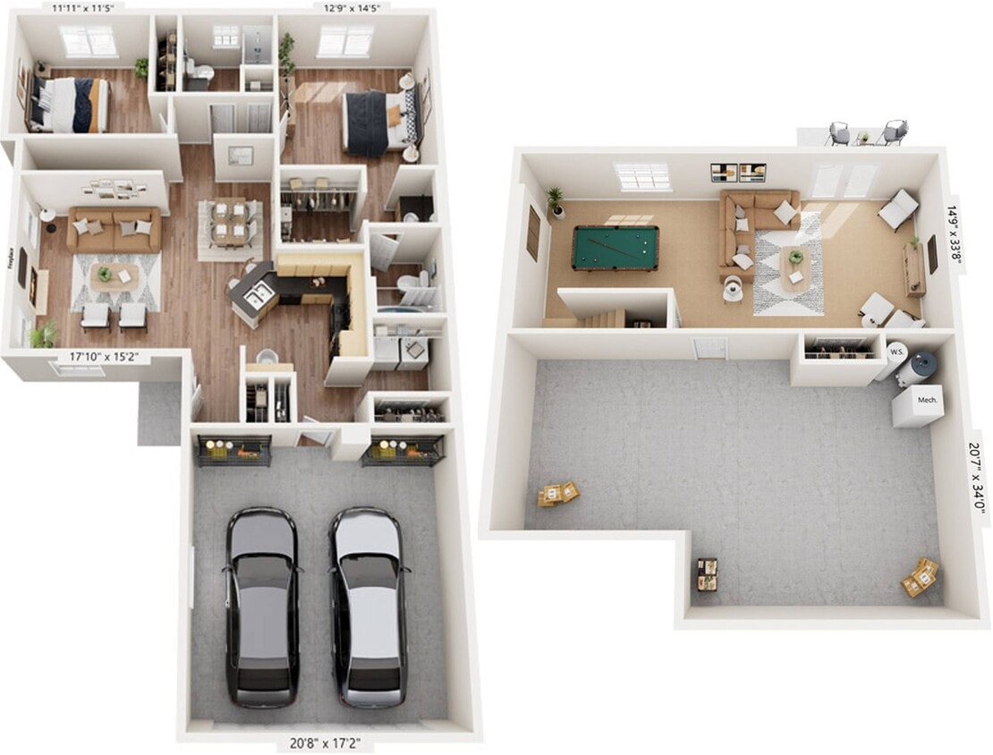 Floor Plan - Two Bedroom Ranch