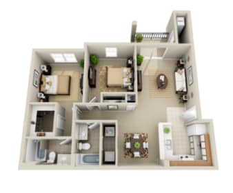 Floor Plan - Unit C - Two Bed/Two Bath Phase 1 & 2 Classic